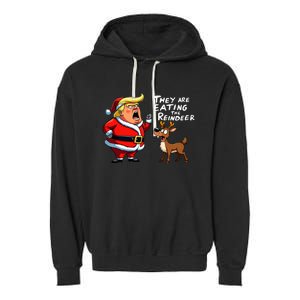 Christmas Santa Claus Trump They Are Eating The Reindeer Garment-Dyed Fleece Hoodie