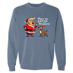 Christmas Santa Claus Trump They Are Eating The Reindeer Garment-Dyed Sweatshirt