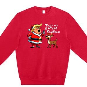 Christmas Santa Claus Trump They Are Eating The Reindeer Premium Crewneck Sweatshirt