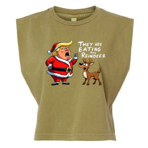 Christmas Santa Claus Trump They Are Eating The Reindeer Garment-Dyed Women's Muscle Tee