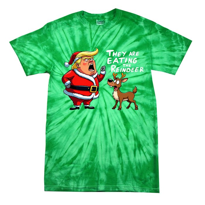 Christmas Santa Claus Trump They Are Eating The Reindeer Tie-Dye T-Shirt