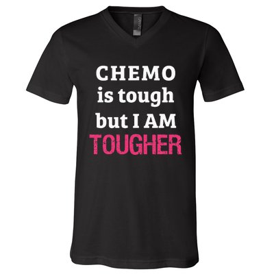 Chemo Support Chemotherapy Care Package Pink Beat Cancer V-Neck T-Shirt