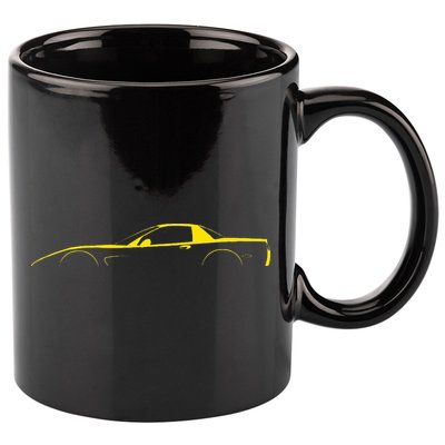C5 Silhouette Classic Car Retro Vintage Yellow 11oz C Handle Ceramic Mug