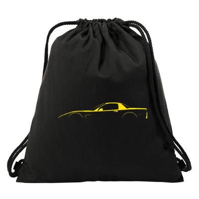 C5 Silhouette Classic Car Retro Vintage Yellow Drawstring Bag