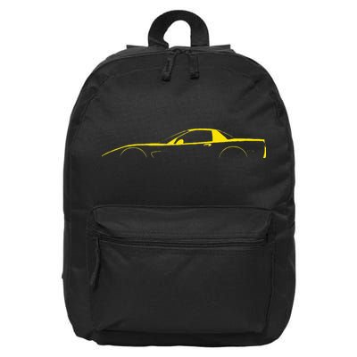 C5 Silhouette Classic Car Retro Vintage Yellow 16 in Basic Backpack