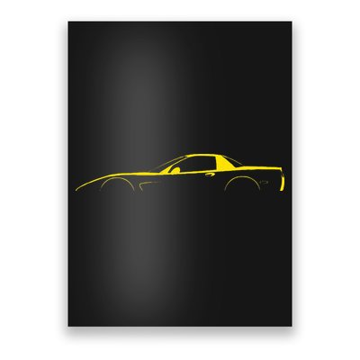 C5 Silhouette Classic Car Retro Vintage Yellow Poster