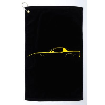 C5 Silhouette Classic Car Retro Vintage Yellow Golf Towel