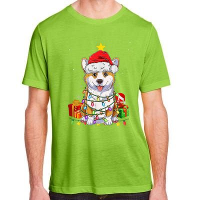 Corgi Santa Christmas Tree Lights Xmas Corgmas Dog Adult ChromaSoft Performance T-Shirt