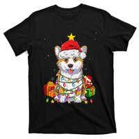 Corgi Santa Christmas Tree Lights Xmas Corgmas Dog T-Shirt