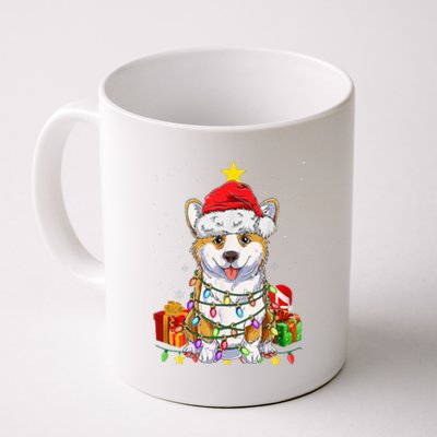 Corgi Santa Christmas Tree Lights Xmas Corgmas Dog Coffee Mug