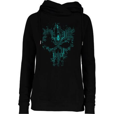 Circuit Skull Womens Funnel Neck Pullover Hood