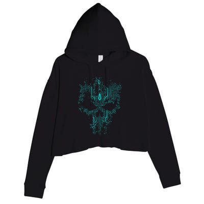 Circuit Skull Crop Fleece Hoodie