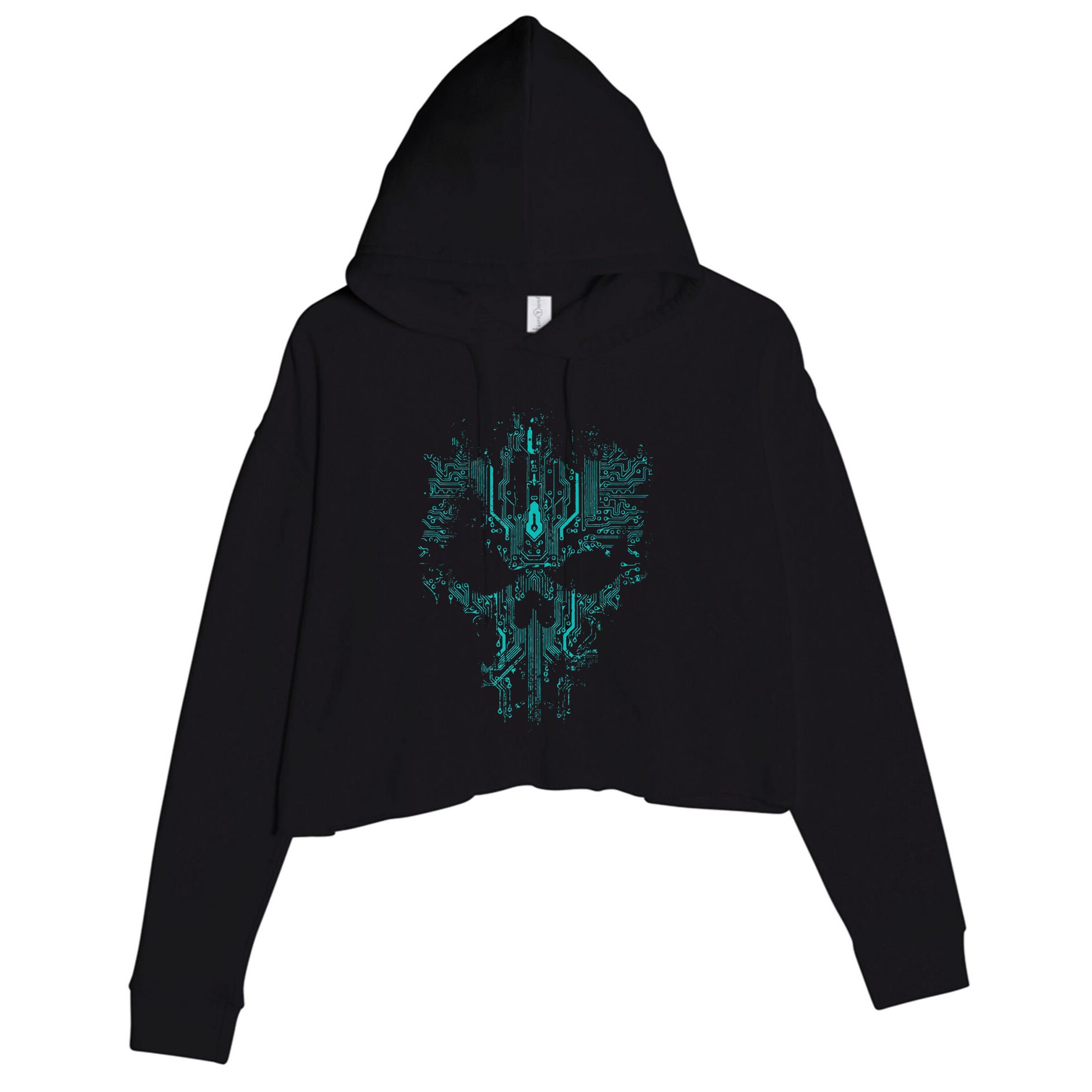 Circuit Skull Crop Fleece Hoodie