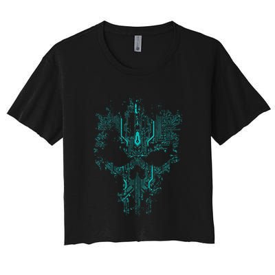 Circuit Skull Crop Top