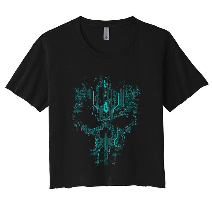 Circuit Skull Crop Top