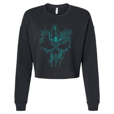 Circuit Skull Cropped Pullover Crew