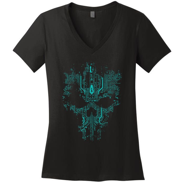 Circuit Skull Women's V-Neck T-Shirt