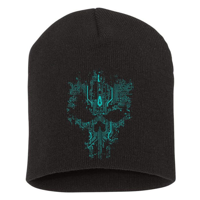 Circuit Skull Short Acrylic Beanie