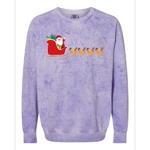 Chicken Santa Christmas Sleigh Funny Chicken Xmas Gift Colorblast Crewneck Sweatshirt