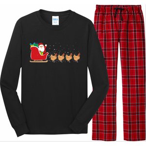 Chicken Santa Christmas Sleigh Funny Chicken Xmas Gift Long Sleeve Pajama Set