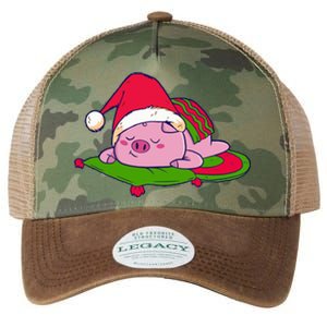 Cute Sleepy Christmas Pig Legacy Tie Dye Trucker Hat