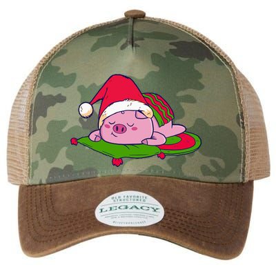 Cute Sleepy Christmas Pig Legacy Tie Dye Trucker Hat