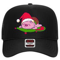 Cute Sleepy Christmas Pig High Crown Mesh Back Trucker Hat