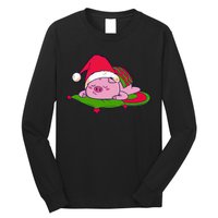 Cute Sleepy Christmas Pig Long Sleeve Shirt