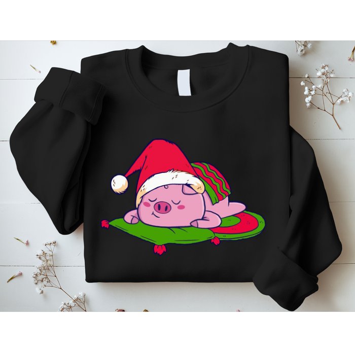 Cute Sleepy Christmas Pig Sweatshirt