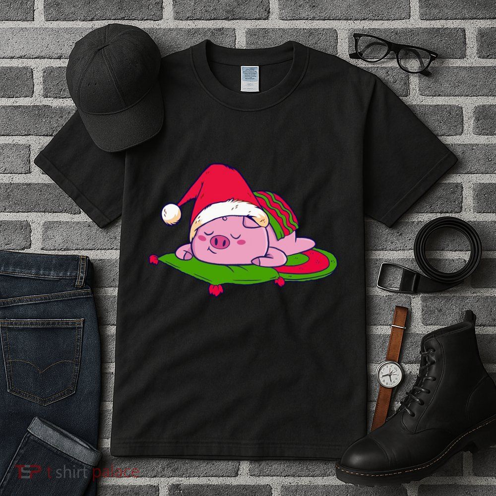 Cute Sleepy Christmas Pig Tall T-Shirt