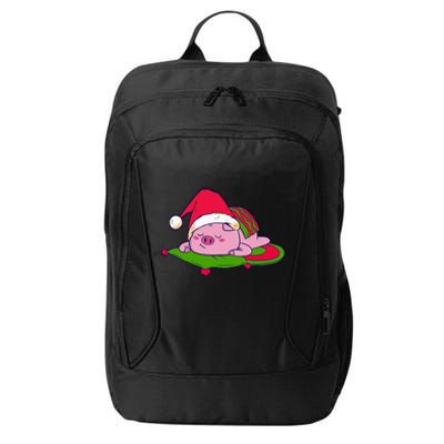 Cute Sleepy Christmas Pig City Backpack