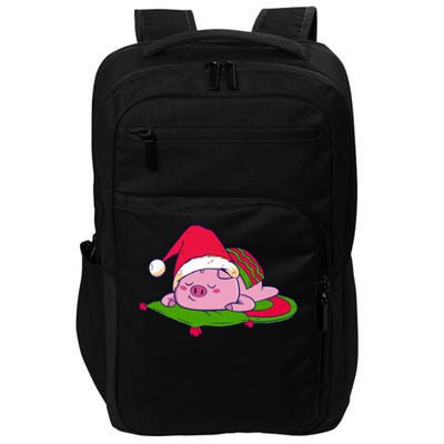 Cute Sleepy Christmas Pig Impact Tech Backpack