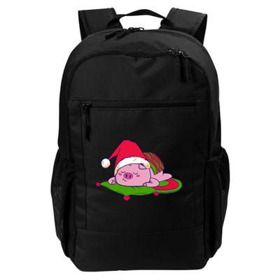 Cute Sleepy Christmas Pig Daily Commute Backpack