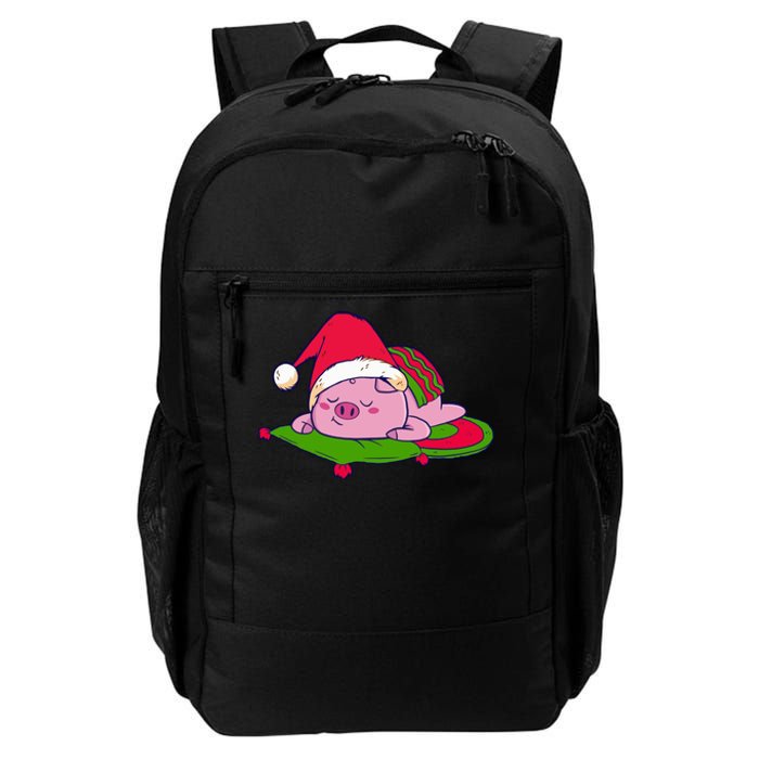 Cute Sleepy Christmas Pig Daily Commute Backpack