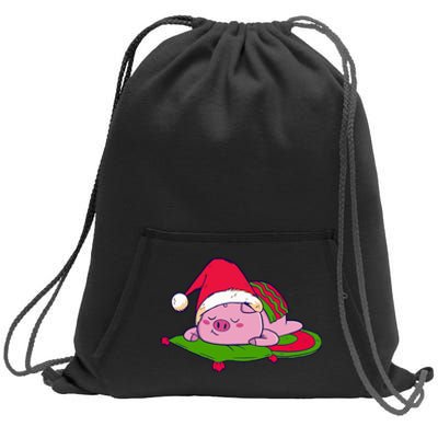 Cute Sleepy Christmas Pig Sweatshirt Cinch Pack Bag