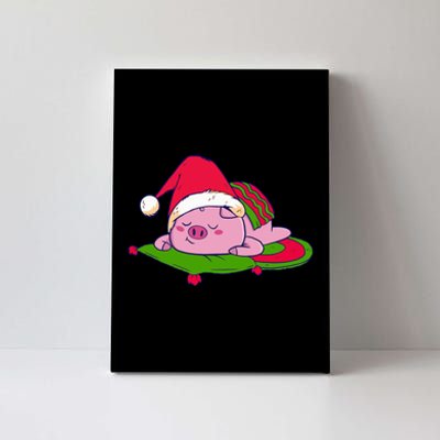 Cute Sleepy Christmas Pig Canvas