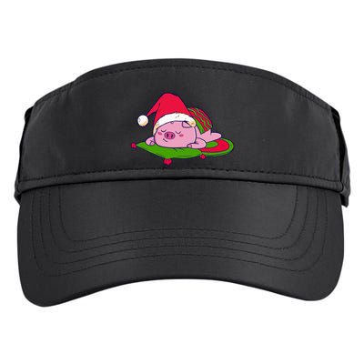 Cute Sleepy Christmas Pig Adult Drive Performance Visor