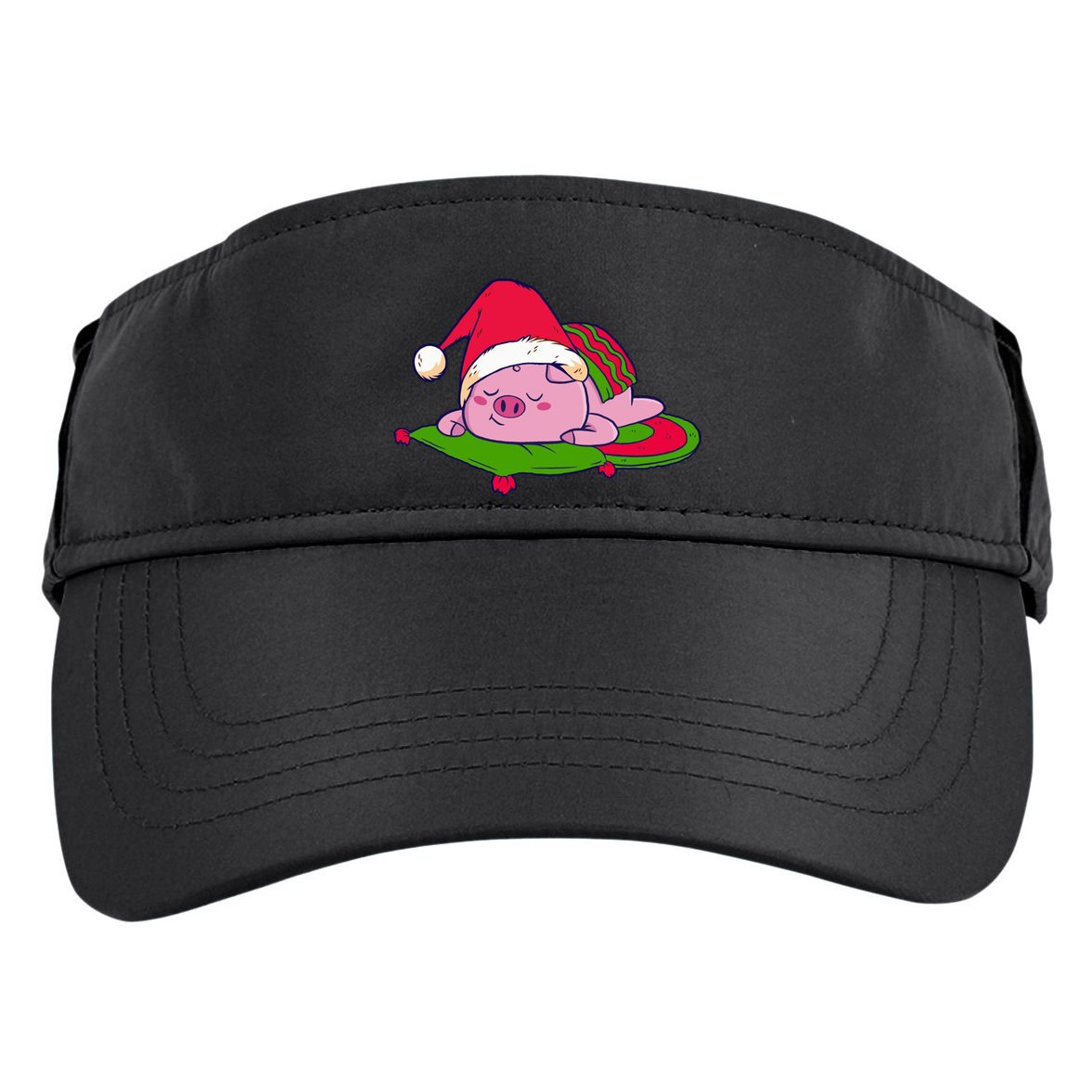 Cute Sleepy Christmas Pig Adult Drive Performance Visor