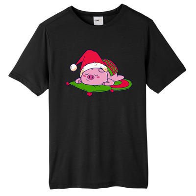 Cute Sleepy Christmas Pig Tall Fusion ChromaSoft Performance T-Shirt