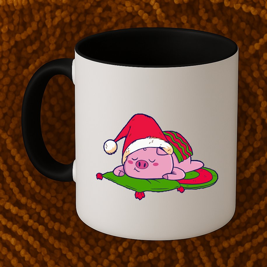 Cute Sleepy Christmas Pig Mug