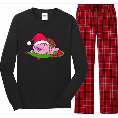 Cute Sleepy Christmas Pig Long Sleeve Pajama Set