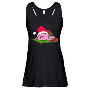 Cute Sleepy Christmas Pig Ladies Essential Flowy Tank