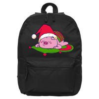 Cute Sleepy Christmas Pig 16 in Basic Backpack