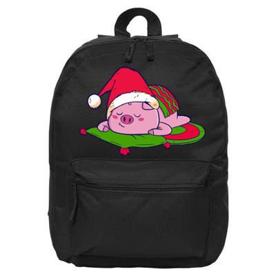 Cute Sleepy Christmas Pig 16 in Basic Backpack