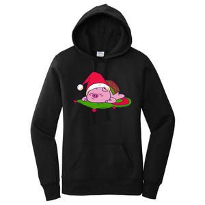 Cute Sleepy Christmas Pig Women's Pullover Hoodie