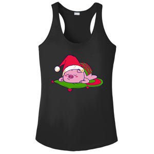 Cute Sleepy Christmas Pig Ladies PosiCharge Competitor Racerback Tank