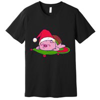Cute Sleepy Christmas Pig Premium T-Shirt
