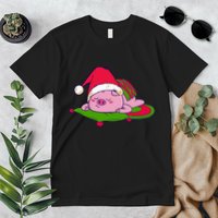 Cute Sleepy Christmas Pig Premium T-Shirt
