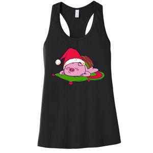 Cute Sleepy Christmas Pig Women's Racerback Tank