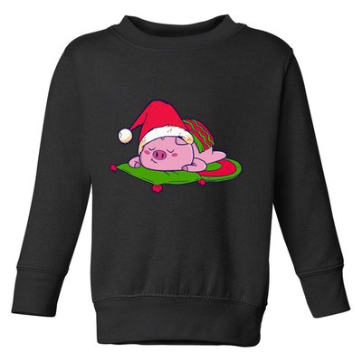Cute Sleepy Christmas Pig Toddler Sweatshirt